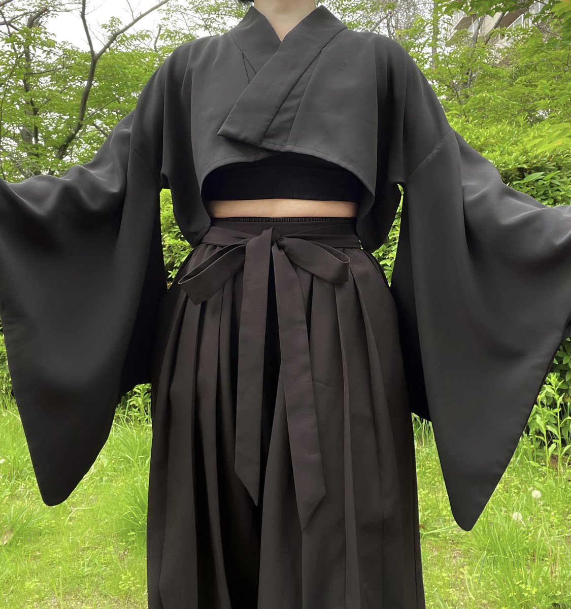 misamaru ショート丈着物羽織 ブラック 夏のショート丈羽織 ブラック