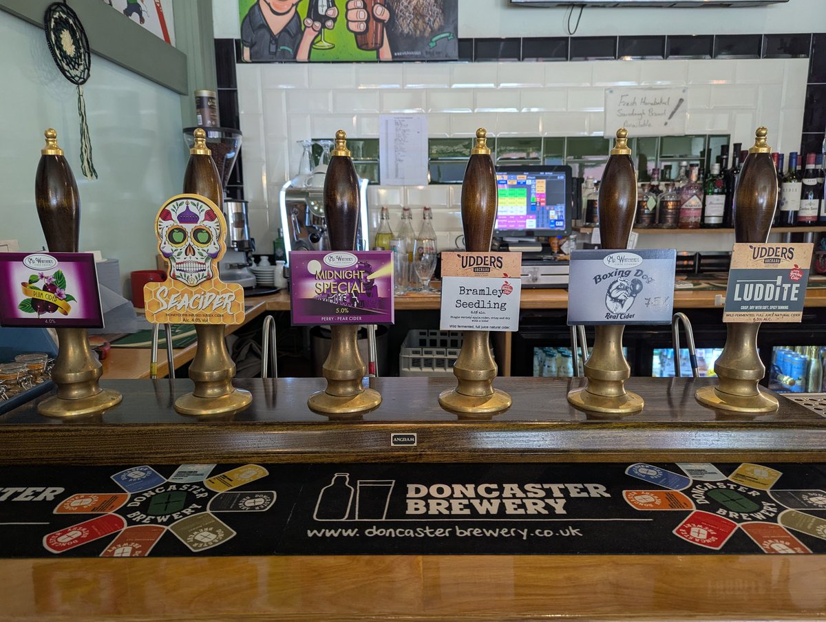 Doncaster Brewery & Tap (also on Bluesky) (@doncastertap) on Twitter photo We have a lovely range of cider for you this weekend from Mr Whiteheads, Seacider and Udders Orchard.
Dry, medium, perry and fruit.
<a href="/DystopianBar/">Dystopia</a> <a href="/DonnyBrewery/">Doncaster Brewery (also to be found on bluesky)</a> <a href="/CAMRA_APPLE/">CAMRA Cider & Perry</a> <a href="/CampaignforPubs/">Campaign for Pubs</a>
<a href="/HullCAMRA/">Hull & EY CAMRA</a> <a href="/DoncasterCAMRA/">Doncaster CAMRA</a>
<a href="/VisitDoncaster/">Visit Doncaster</a> <a href="/DonnyIsGreat/">DoncasterIsGreat</a> We have a lovely range of cider for you this weekend from Mr Whiteheads, Seacider and Udders Orchard.
Dry, medium, perry and fruit.
<a href="/DystopianBar/">Dystopia</a> <a href="/DonnyBrewery/">Doncaster Brewery (also to be found on bluesky)</a> <a href="/CAMRA_APPLE/">CAMRA Cider & Perry</a> <a href="/CampaignforPubs/">Campaign for Pubs</a>
<a href="/HullCAMRA/">Hull & EY CAMRA</a> <a href="/DoncasterCAMRA/">Doncaster CAMRA</a>
<a href="/VisitDoncaster/">Visit Doncaster</a> <a href="/DonnyIsGreat/">DoncasterIsGreat</a>