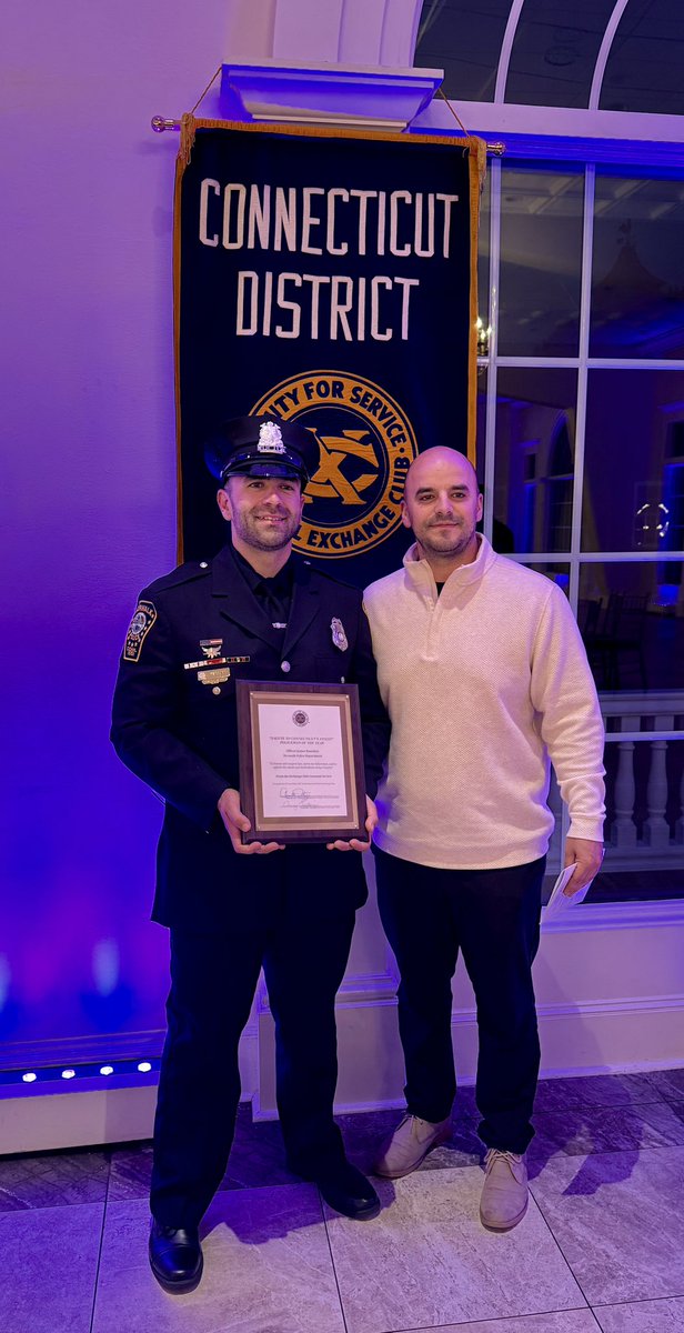NorwalkCtPD's tweet photo. Congrats to Officer James Kassimis who was honored by the Exchange Club Covenant Service with the “Salute to Connecticut’s Finest” Policeman of the Year Award on May 15, 2025.  
 
Officer Kassimis was honored for his heroic actions and lifesaving efforts on July 15, 24 during… https://t.co/mJq1alLsKq