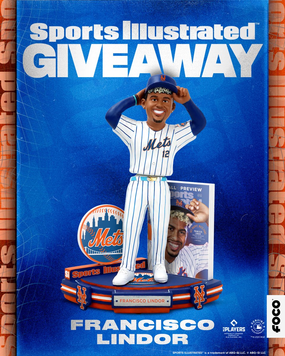 MetCastPod's tweet photo. 🚨METS GIVEAWAY🚨

The Subway Series is here! I’m partnering with FOCO to give away one Francisco Lindor New York Mets Get Happy Sports Illustrated Bobblehead ⚾️

TO ENTER:
🔷 Repost
🔶Follow @MetCastPod, @focobobbles &amp; @focousa

*Bonus*
- Tag 2 Mets fans

Winner called Sunday! https://t.co/AeIRMcy2GO