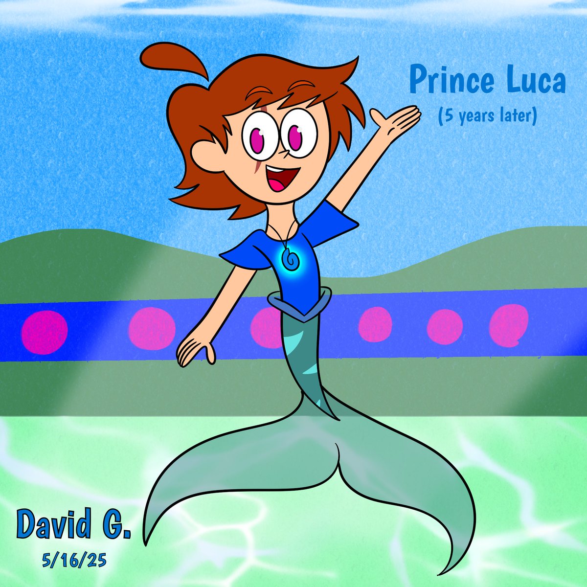 SparkCartoons's tweet photo. Luca (5 years later)
I thought of doing what Luca would look like 5 years after the events of his first story. This would be the end result to it.
#LucaOfTheSeas #TimeSkip #5YearsLater #Merboy #MerMay2025 #MerMay #PrinceOfTheSea #BlueLightningDoodles https://t.co/pQQBNMolya