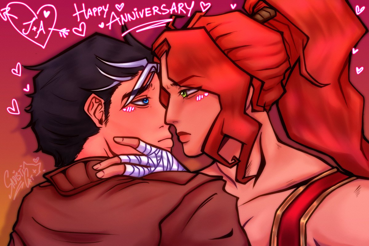 SxdistiCat's tweet photo. [Commissioned by @TheShimtar]

.𖥔 ݁ ⁺Happy Anniversary to the lovelies <3 🫶🏽
 [@TheShimtar ♡ @Mister_Spanky]

#jaytemis #dccomics https://t.co/rNMcgn7ne2