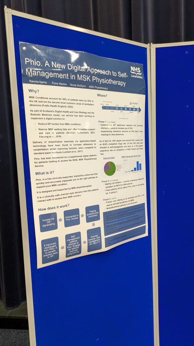 Find our booth at #AHPInnovate25, where we are showcasing our new self-management tool: Phio! 

#innovation #MSKPhysiotherapy #NHSLanarkshire