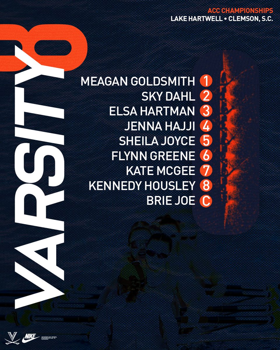 UVARowing's tweet photo. 𝗩𝟴 𝗟𝗶𝗻𝗲𝘂𝗽! 🔶⚔️🔷 #GoHoos #ACCROW https://t.co/k2oG91PCsj