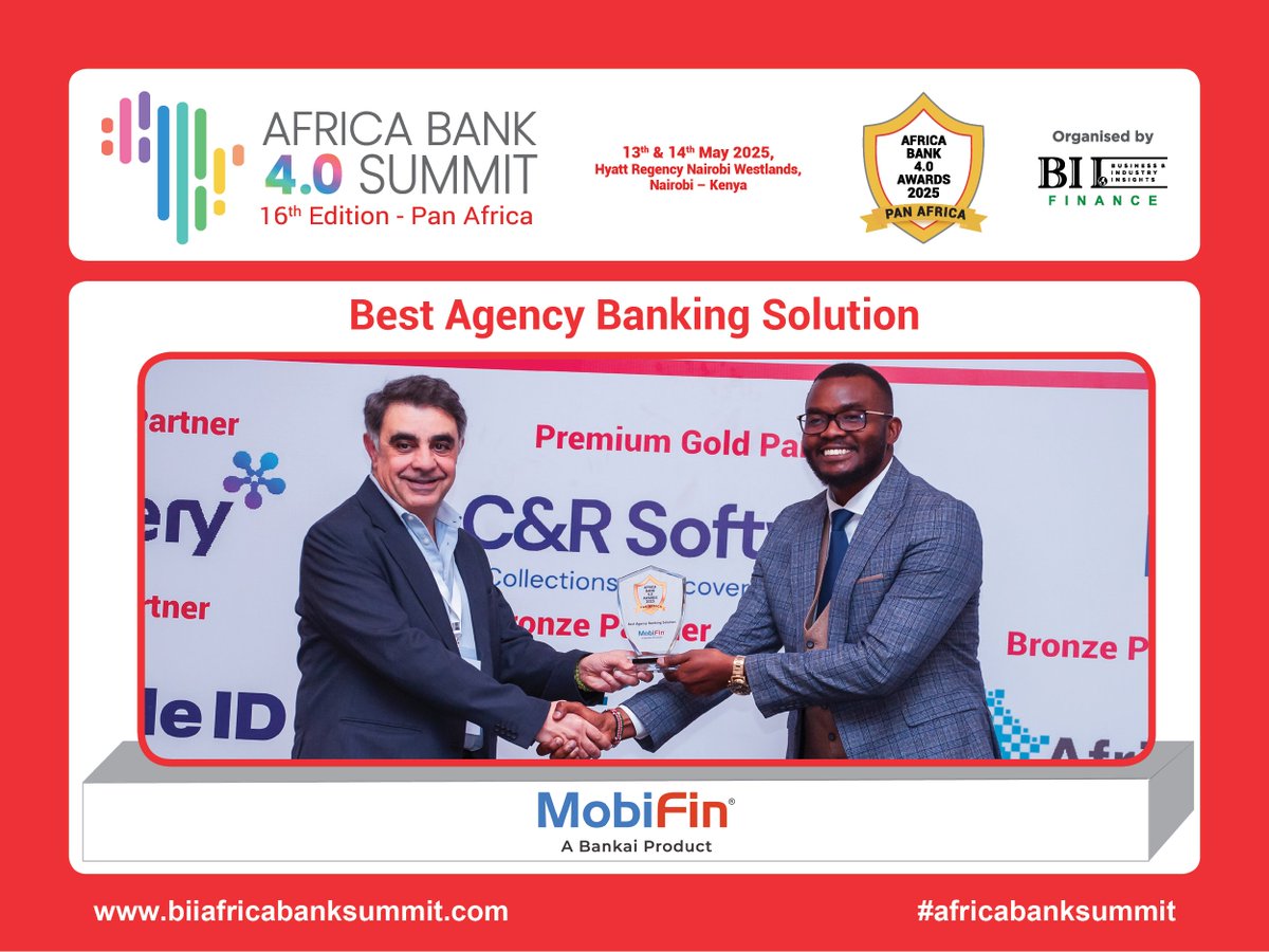 Mobifin received "Best Agency Banking Solution" at Africa Bank 4.0 Awards - Pan Africa.

Amir Yazdanpanah, Chief Business Development Officer from Mobifin accepted award from Hartnell Ndungi, Chief Data Officer-Africa Regional Operations of Absa Group.

#africabanksummit #awards