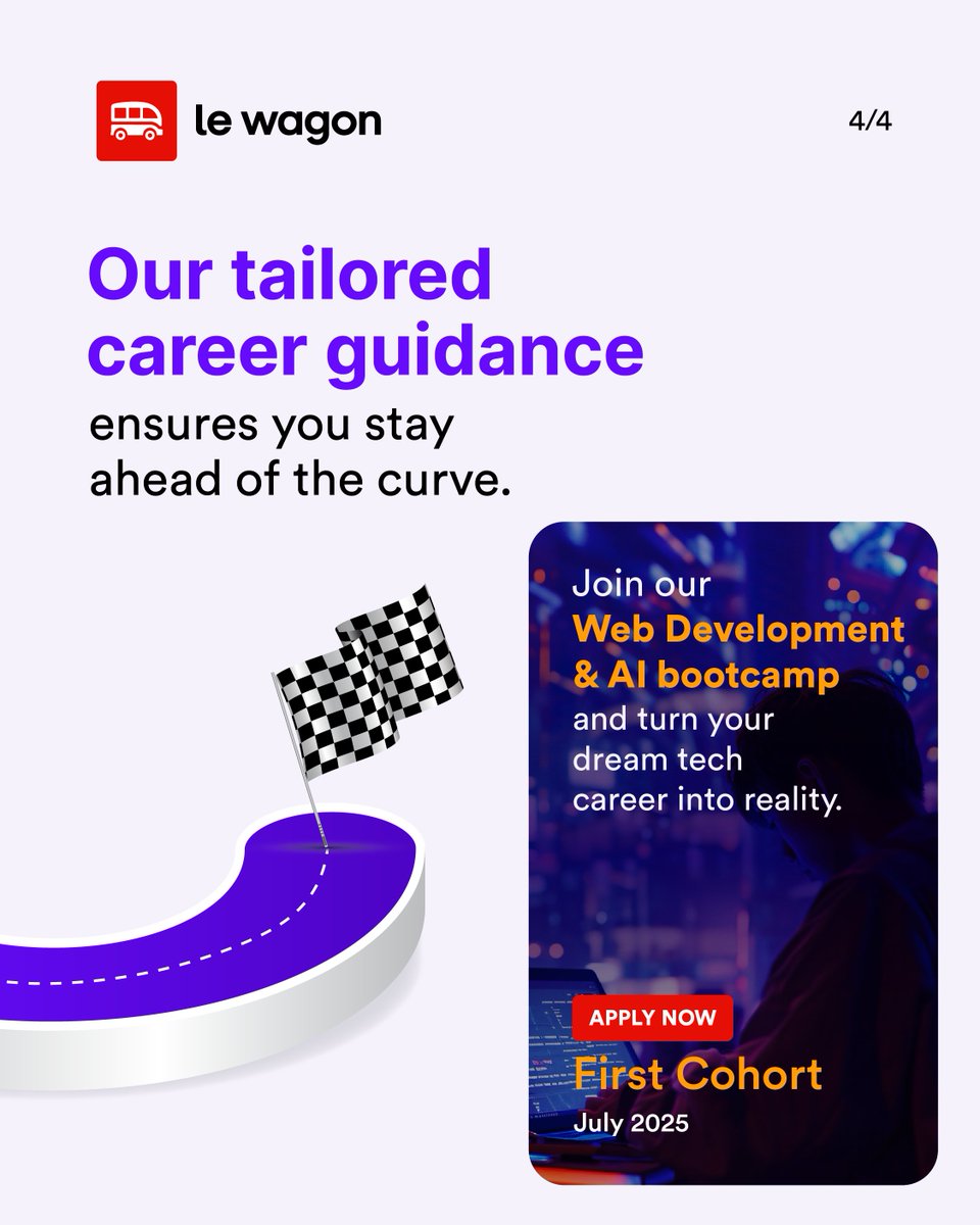 lewagonindia's tweet photo. Your dream tech career is just a step away. Gain the skills, guidance, and confidence you need to thrive in just 9 weeks.

Join our Web Development and AI bootcamp 
First Cohort | July 2025. 
Connect with our advisor today - �https://t.co/f1NDzWxrUd https://t.co/OfvPgfZXKU