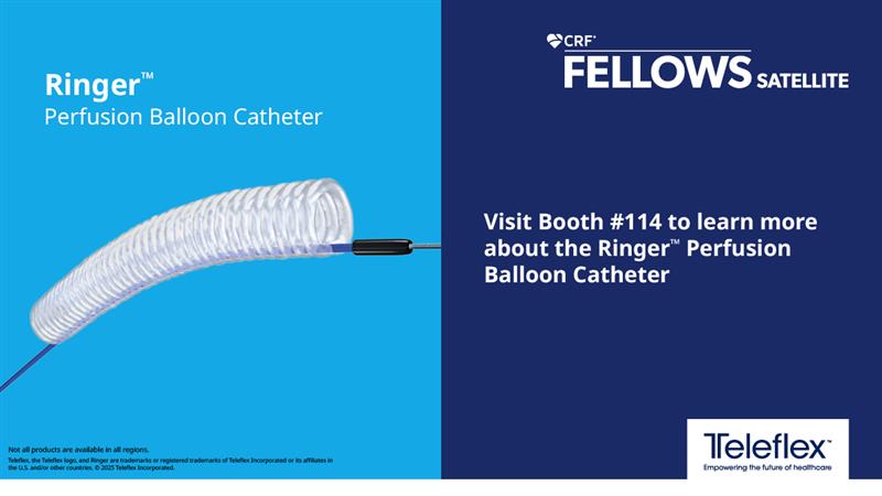 TeleflexCardiol's tweet image. We're in Miami Beach for #Fellows2025!

Visit booth #114 to learn more about the Ringer™ Perfusion Balloon Catheter. Learn more: irc.teleflex.com/ringer-perfusi…

Rx only. Indications, Safety + Warnings:  
#TeleflexInterventional #CoronaryInterventions #PTCA