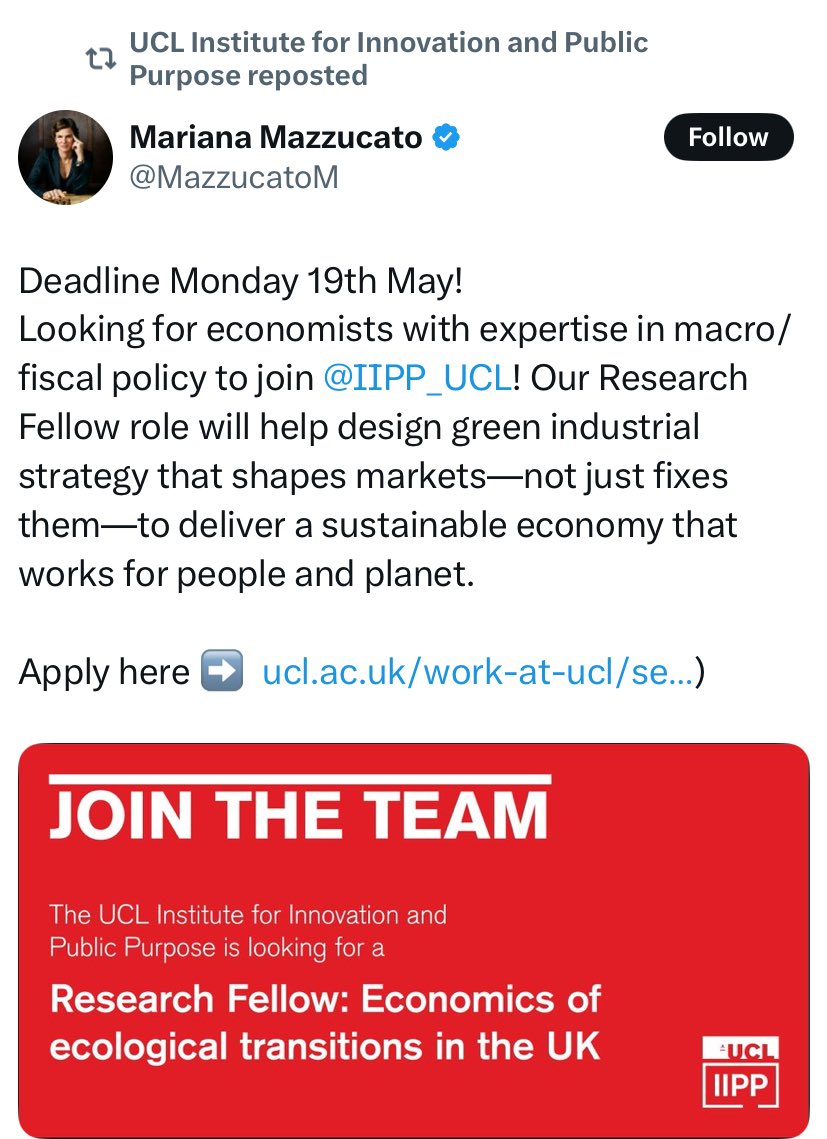 Another one who blocked me when I pointed out they’re funded by Soros.

Mazzucato’s UCL department - which she’s founding director of - has had $3 million from him.

Mazzucato is the economist who inspired Starmer’s “missions”. 

She also works with <a href="/miaamormottley/">Mia Amor Mottley</a> who wants