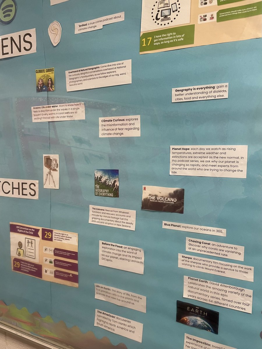 “Social Subjects Listens and Watches!” Our new display board, all things Social Subjects related, with a variety of podcasts, films and documentaries. 😃🎥🎶. Let your teacher know if you now watch or listen to any of these! <a href="/hegkat/">K Hegarty</a> <a href="/MissMLogan/">M Logan</a> <a href="/Greenwood_Acad/">Greenwood Academy</a>