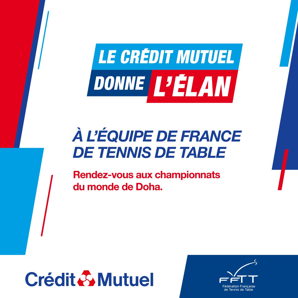 Crédit Mutuel (@creditmutuel) on Twitter photo Le Crédit Mutuel donne l’élan à l’Équipe de France de Tennis de Table !
Rendez-vous du 17 au 25 mai pour les championnats du monde individuels à Doha. Tous nos encouragements à la délégation française pour cette compétition internationale !
<a href="/ffttofficiel/">Fédération Française de Tennis de Table</a> Le Crédit Mutuel donne l’élan à l’Équipe de France de Tennis de Table !
Rendez-vous du 17 au 25 mai pour les championnats du monde individuels à Doha. Tous nos encouragements à la délégation française pour cette compétition internationale !
<a href="/ffttofficiel/">Fédération Française de Tennis de Table</a>