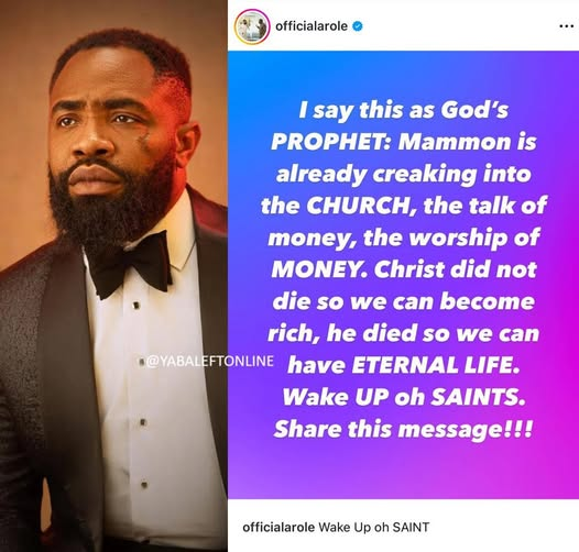 yabaleftonline's tweet photo. "Christ did not d!e so we can become rich, he d!ed so we can have eternal life" - Woli Arole tells Christians. https://t.co/gXbAnUKIi4