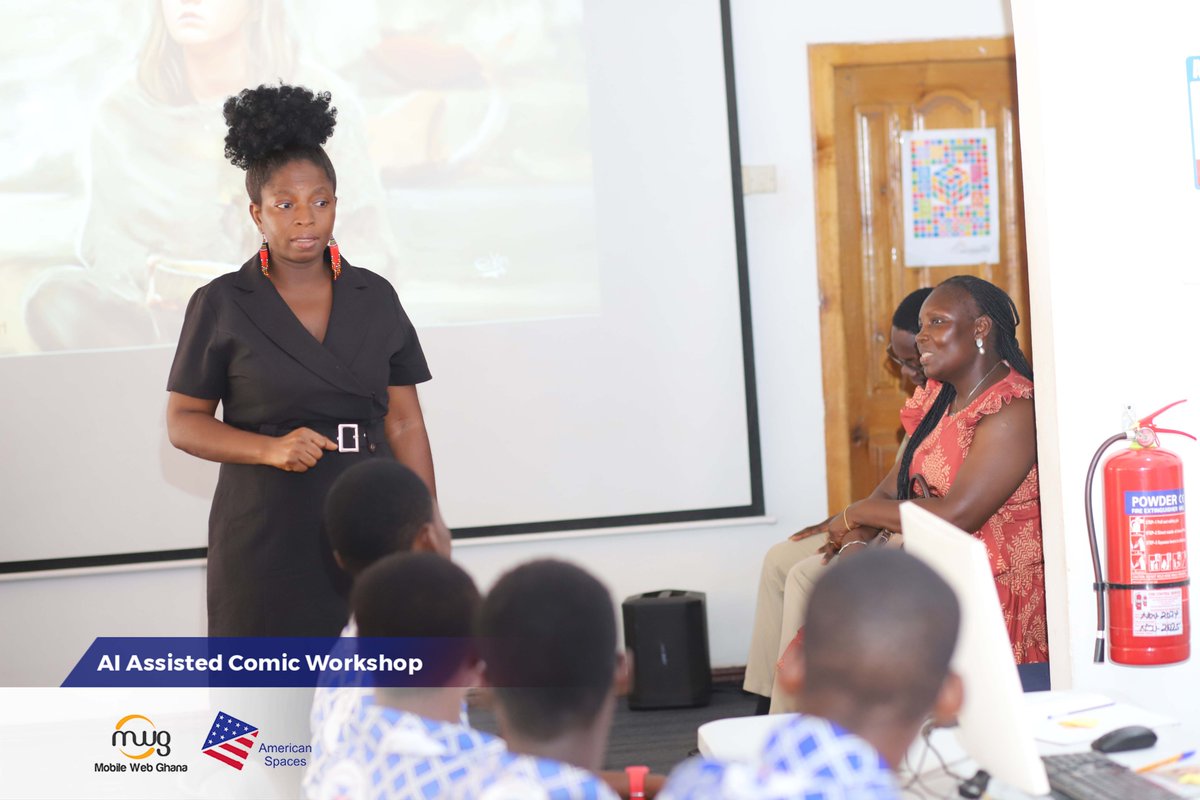 MobileWebGhana's tweet photo. We’re off to a great start!
Our Director, @florencetoffa , delivered the welcome and opening address at today’s AI-Assisted Comic Workshop for Schools. Setting the tone for a creative and impactful session.
#stemseries #mobilewebghana #creativelearning #studentsintech https://t.co/RSo0EHYccx