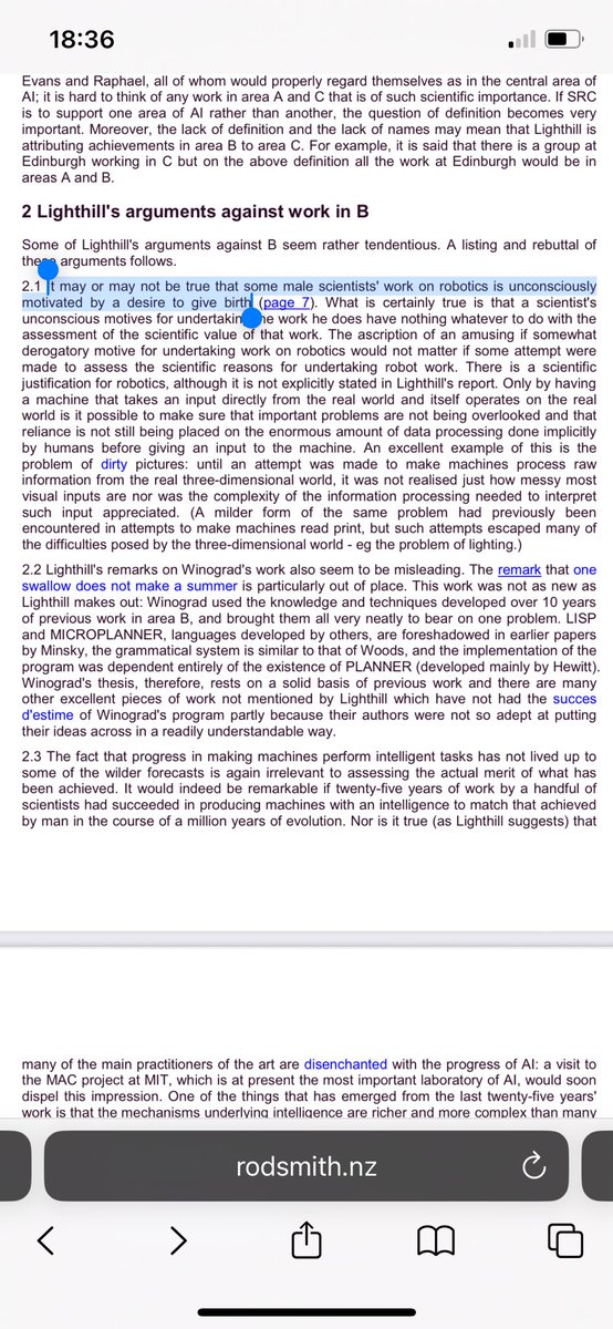 satyaki_u's tweet image. From the 1973 Lighthill report on AI.