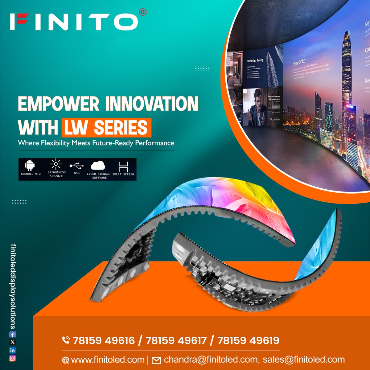 finito_led's tweet photo. Redefine Visual Innovation with ๐
๐ข๐ง๐ข๐ญ๐จ ๐๐ ๐๐๐ซ๐ข๐๐ฌ ๐๐๐ ๐๐ข๐ฌ๐ฉ๐ฅ๐๐ฒ๐ฌ!
78159 49616 | 78159 49617 | 78159 49619
https://t.co/r5EVBcV6JD
#LEDDisplay #FlexibleLED #LWSeriesLED #FinitoLED #VisualInnovation #CurvedLEDScreens #LEDTechnology #FutureReadyDisplay https://t.co/9rd2mjGjiG