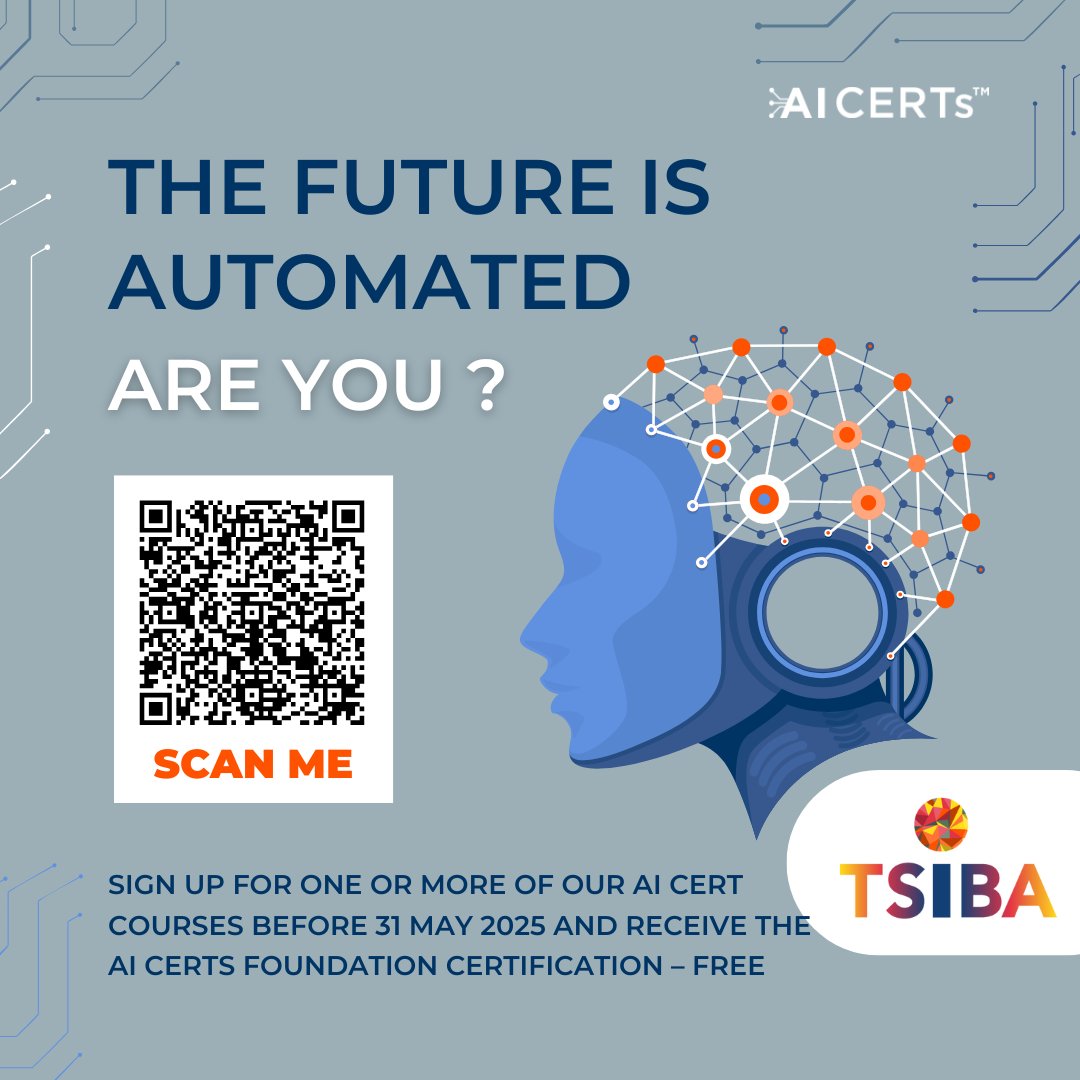 Sign up for any of our AI Certs course before 31 May 2025 and receive the AI Certs Foundation certification – FREE.

🌐 Visit our website or scan the QR code to explore the full list of programmes.