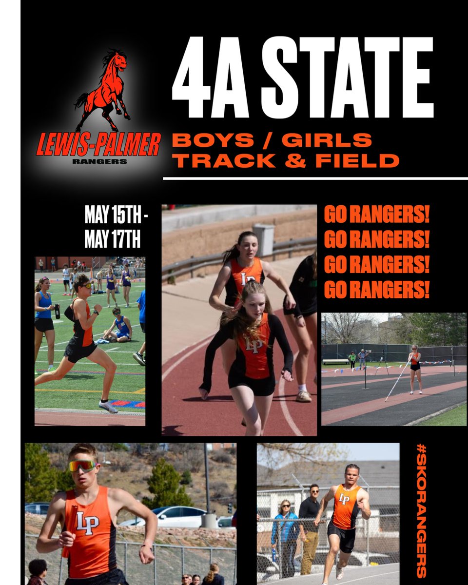 Good luck Rangers:
Day 2 of the Girls / Boys 4A CHSAA State Track and Field Meet.