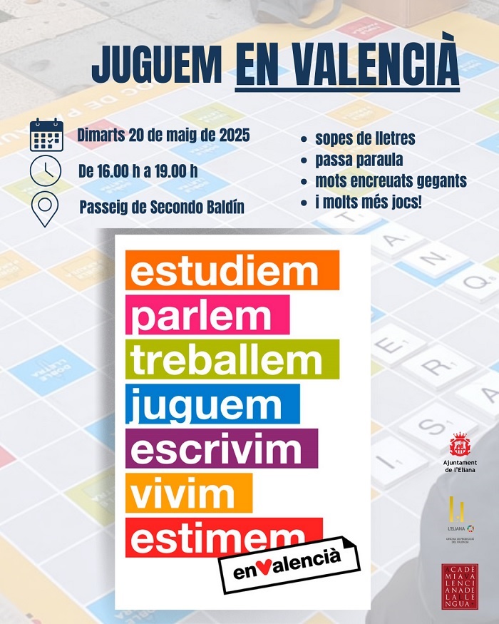 #agenda #Eliana: jocs en valencià el 20 de maig infoturia.com/agenda/77447-l… <a href="/IsaMBorja/">Isabel Montaner</a>