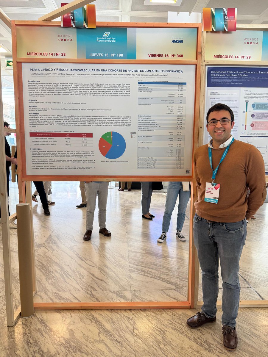 ReumaHUValme's tweet photo. 📌 La Dra Velloso, La Dra Martínez, el Dr Jiménez y el Dr Román de @ReumaHUValme nos muestran sus trabajos en la jornada de #pósters de hoy en el Congreso de la @SEReumatologia #SER2025
🤓📝🫁👄👁️👐 #EPID #EAS  #SíndromeDeSjögren #EcografíaGlandular #ArtritisPsoriásica
👇👇👇 https://t.co/ts8PVFziVG