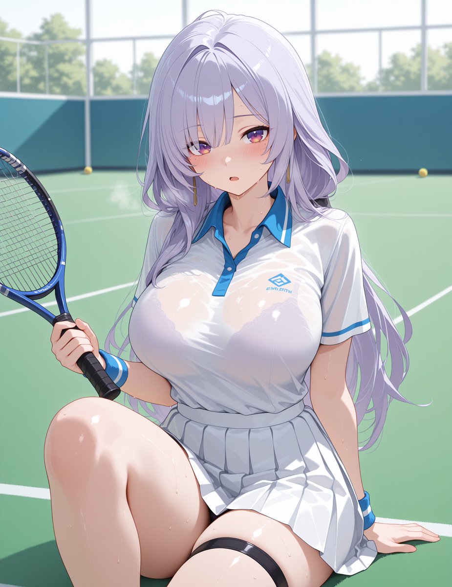 _ice_maker's tweet image. Mikaela Hoshii: “Hi, today I have to do an advertisement for a tennis court, a great opportunity to exercise, even if I’m a little sweaty, manger-San what’s that look, do you want to train with me~”

#aiart #aiartwork #aiartists #aiartcommunity
#AIイラスト #animepic #kawaiigirl