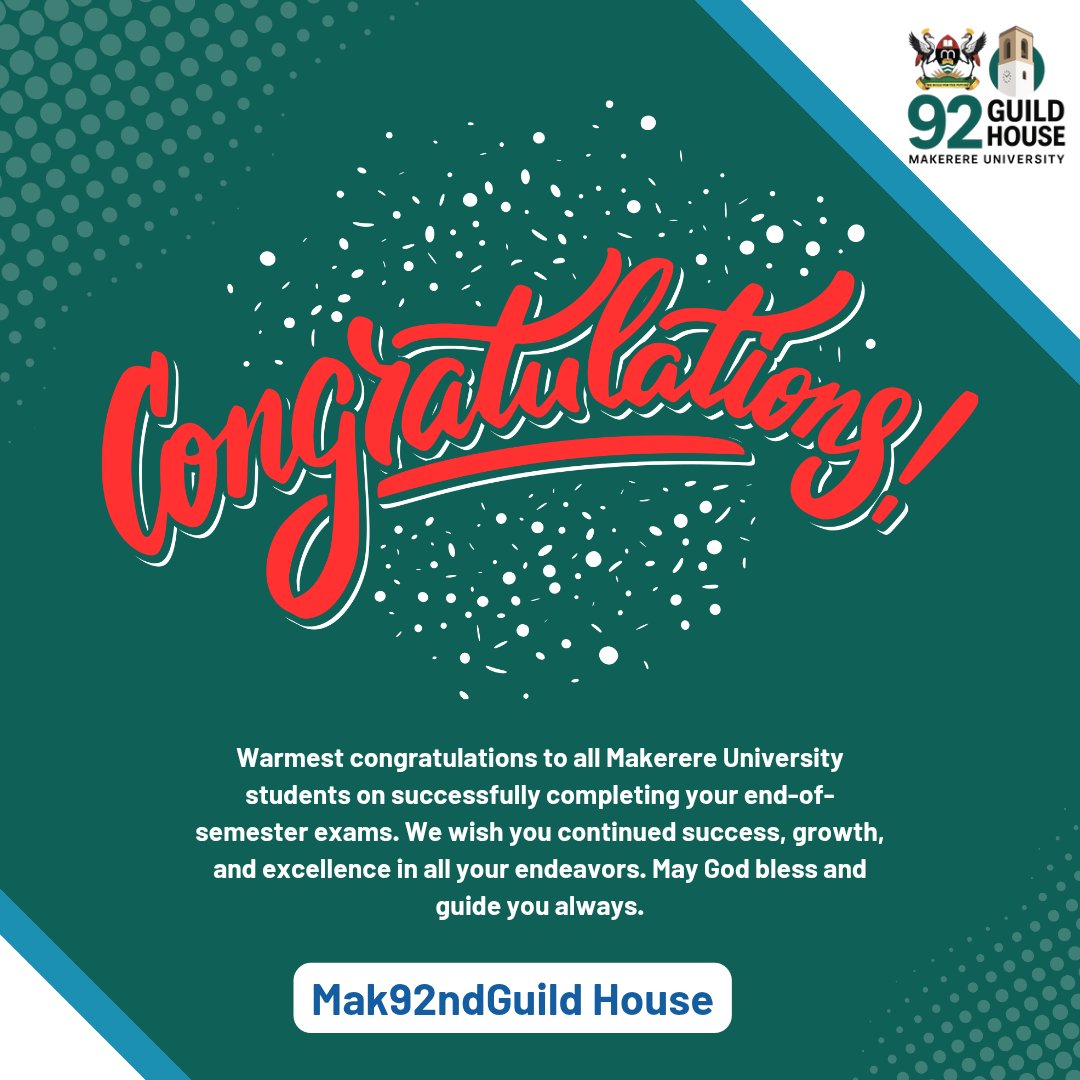 Dear Gallant Makerereans,
  
Congratulations on completing your end-of-semester exams. Your dedication, resilience, and hard work have brought you this far, and we couldn’t be prouder.

To our continuing students we look forward to seeing you next semester, stronger and more