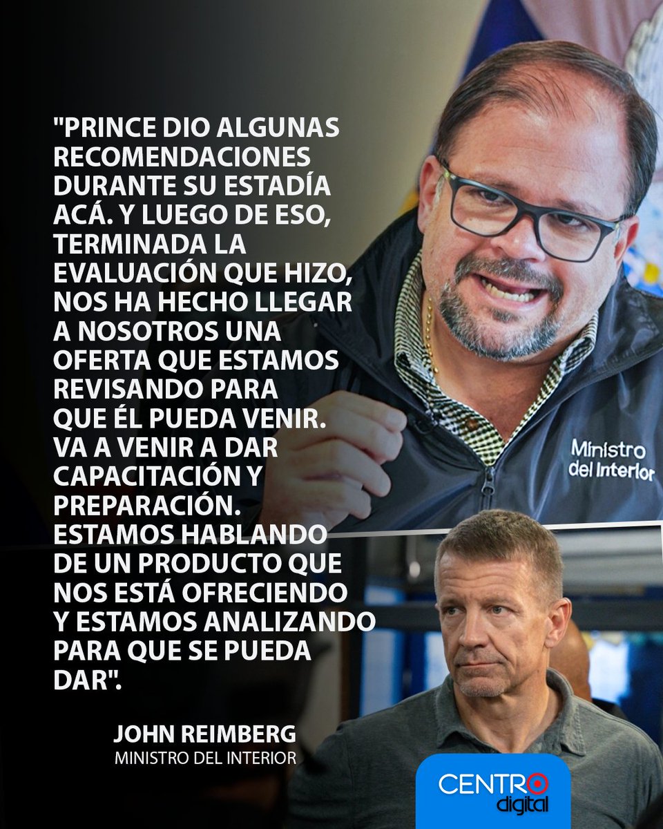 Tras su visita a Guayaquil en abril, el fundador de Blackwater, Erik Prince, presentó una propuesta para capacitar a las fuerzas del orden. El Gobierno analiza su oferta, informó el ministro del Interior, John Reimberg.
Los Detalles ⤵️
instagram.com/p/DJtvadUNgyH/