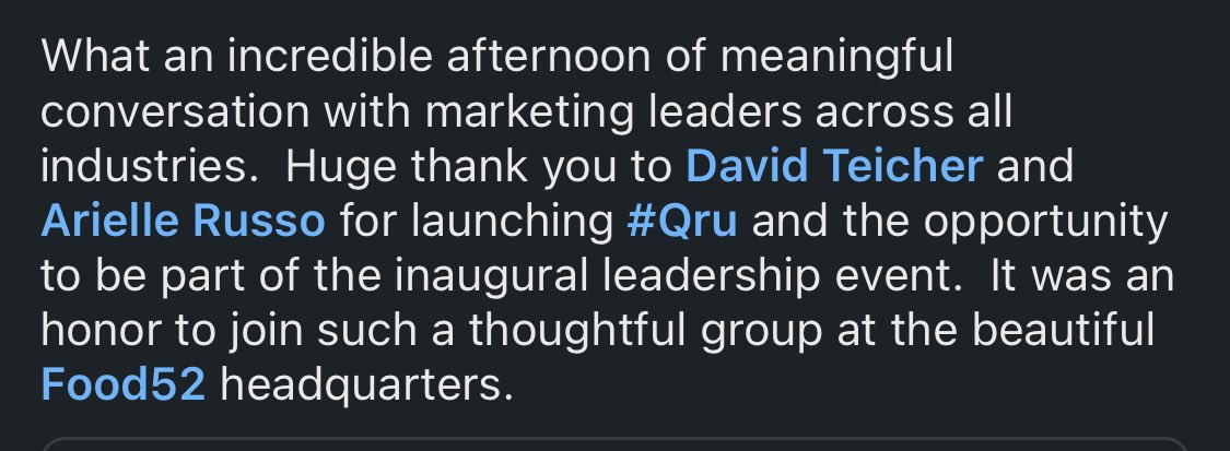 Aerocles's tweet image. I’m still on cloud 9 after our inaugural Leadership Experience @TheQru
We brought together 50 CMOs, Sr Brand Marketers, + industry leaders for a day of conversation & experience.
Musical Performances, Pasta Making, Martini Mixology, Cupcake Baking, Charcuterie Boards & more!