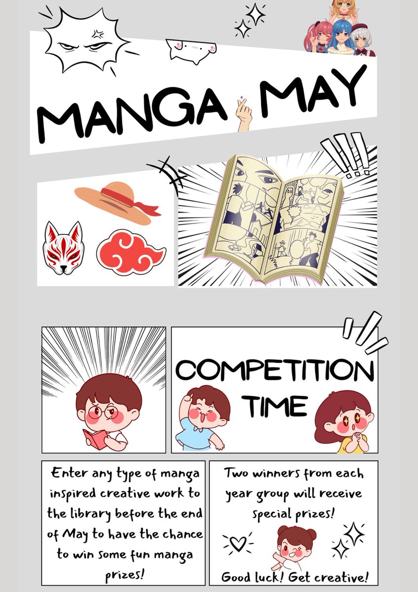 Last chance to enter the Manga May competition. Closing date 22/05/25.
Entries to be handed in to the Library. <a href="/WCSAEnglishDept/">English Department</a> <a href="/WcsaArt/">WCSAArt</a>