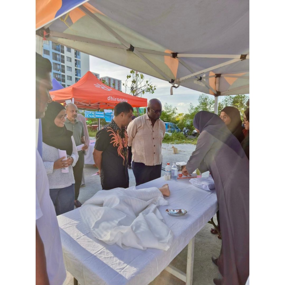 SN_MNU's tweet photo. Happening Now at the HDC Health Camp!
Alongside our heart health stall, our nursing students are also educating the public on essential nursing skills — including nasogastric tube feeding and wound dressing techniques.

@MNUSU @MNUedu https://t.co/g97IaC7jJ4