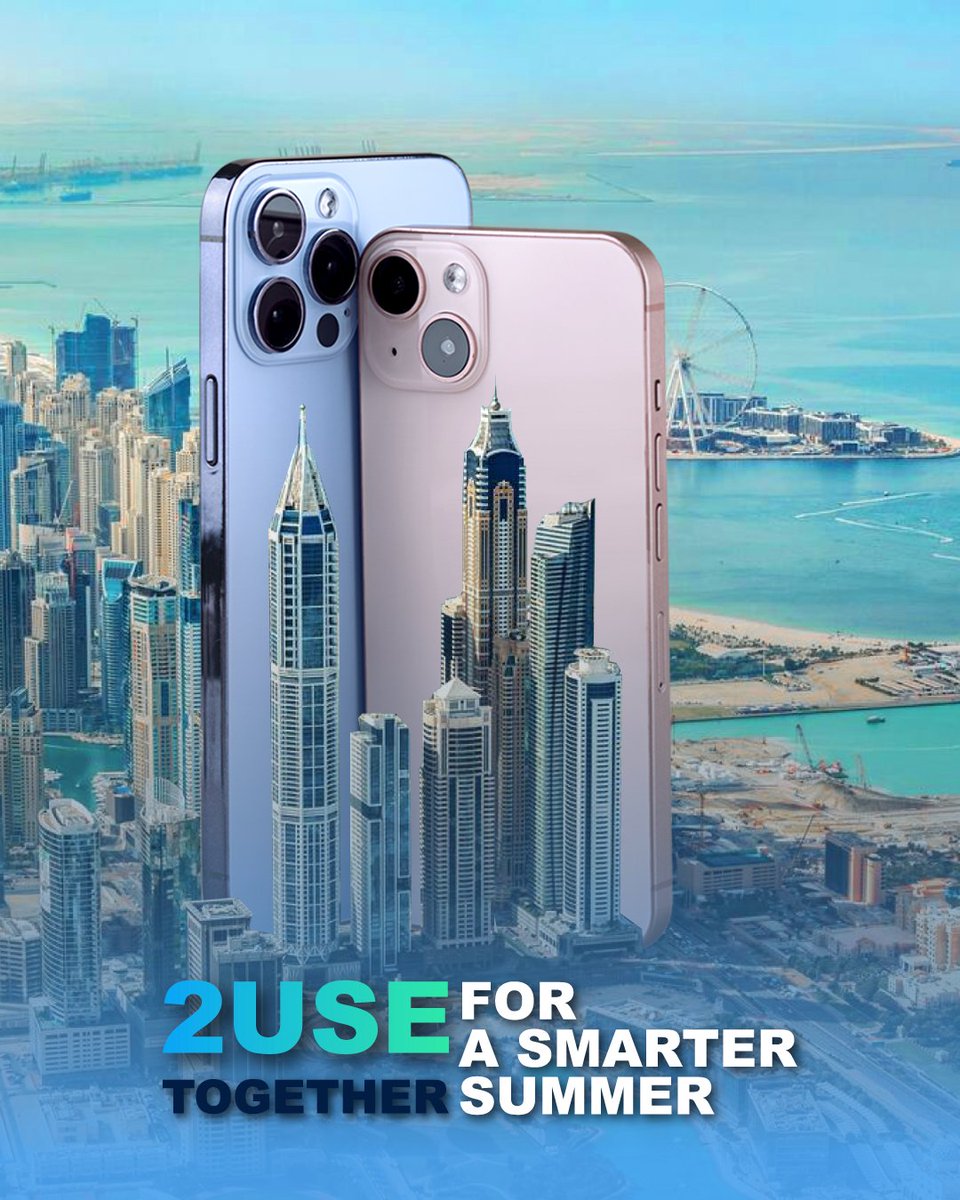 2USE_UAE's tweet photo. Two Use Together for a Smarter Summer.
✨ Upgrade your iPhone this summer the smart way.
🔁 Refurbished. ✅ Guaranteed.
💎 Like new.
🔥 Stay tuned for hot summer deals!
#SmarterSummer
#TwoUseTogether
#RefurbishediPhone
#SummerUpgrade
#iPhoneDeals https://t.co/hHDYqiwK2l