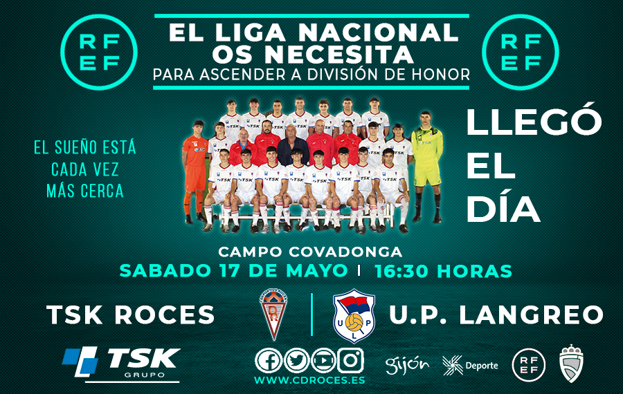 TSKROCES_OFIC's tweet photo. Este sábado a las 16:30 horas, el Juvenil A, con una victoria sería equipo de División de Honor.

¡Desde el club, hacemos un llamamiento a toda la familia Rocista, que venga al Campo Covadonga, a apoyar a nuestro equipo!
💙🤍❤️
#elsueñocadavezmascerca
#TodosconelJuvenilA https://t.co/wSOOLCBgTe