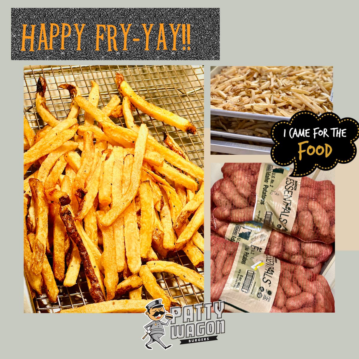 IT’S FRY-YAY‼️
When we say fresh hand-cut fries - we mean it. Every morning we start with whole potatoes &amp; cut them into the most delicious hand-cut fries. Always fresh never frozen. Stop in today for a perfect snack or add them to your burger for an awesome meal‼️