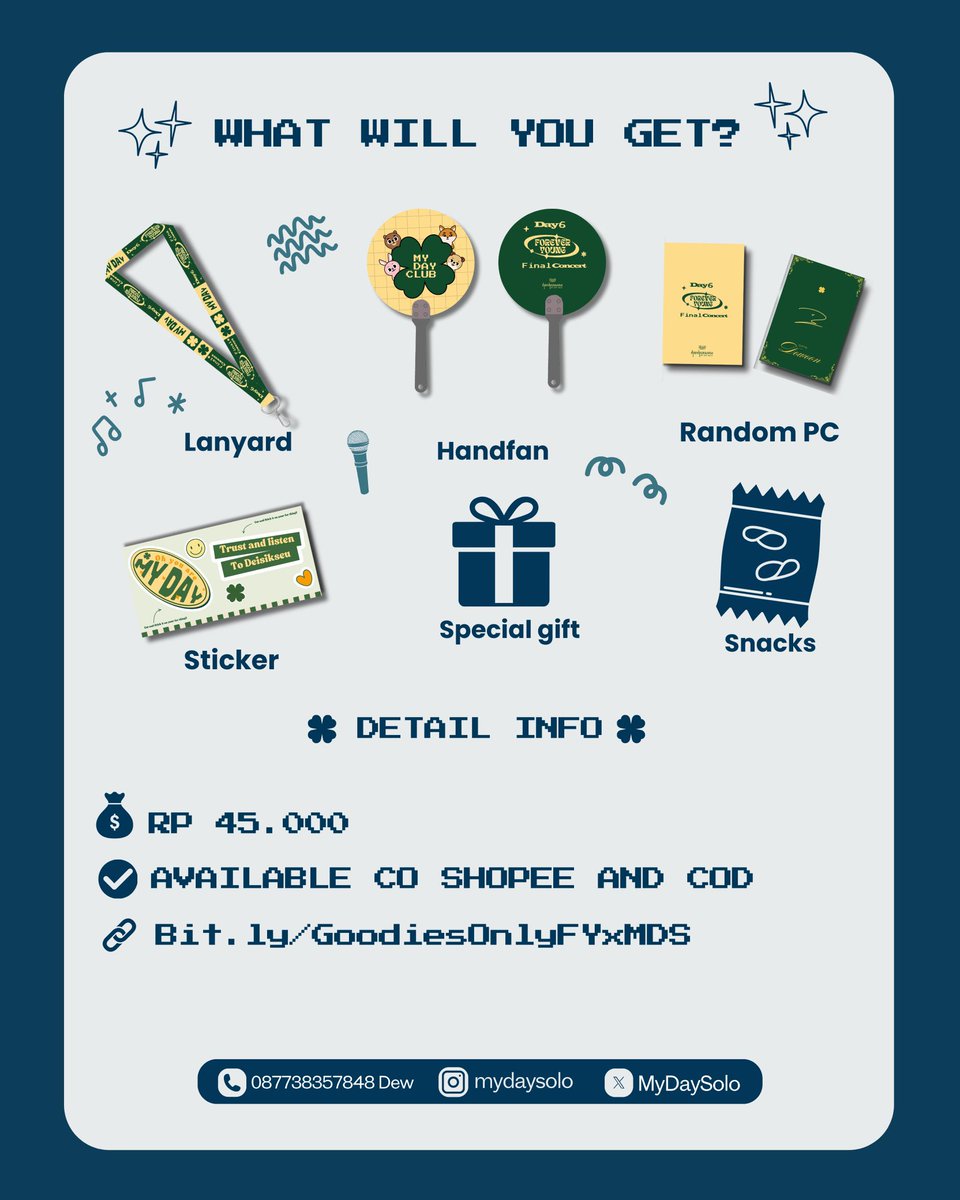 MyDaySolo's tweet photo. Halo dulur my day ☘️🥳

Kamu ga bisa join nobar tapi masih pengen goodies nya?
Bisa banget lhohh… 
Yuk ikut preorder goodies only nyaa.. 
Detail bisa Cek di poster yaa 
Thank youu 🥰🫶 https://t.co/DMDnNScTQh