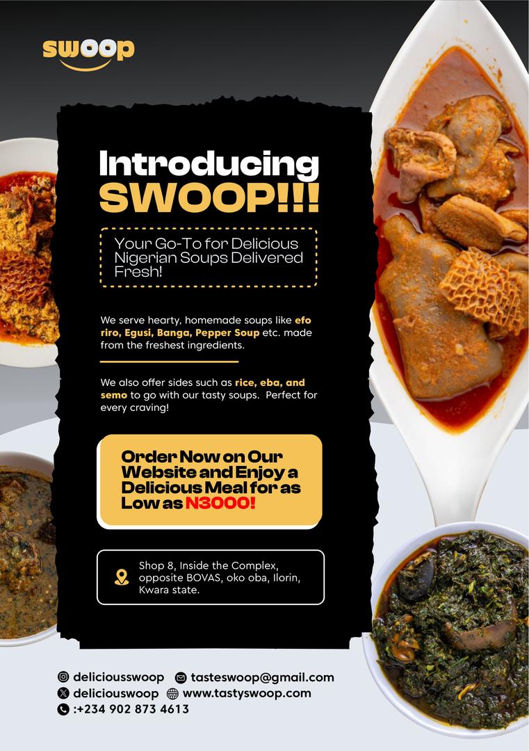 Yes o! 🔥 
With as low as ₦3,000, you can enjoy a delicious meal.
Swoop's got you covered 🤭. 
Unwind this weekend with tasty meals from Swoop! 😋🥣