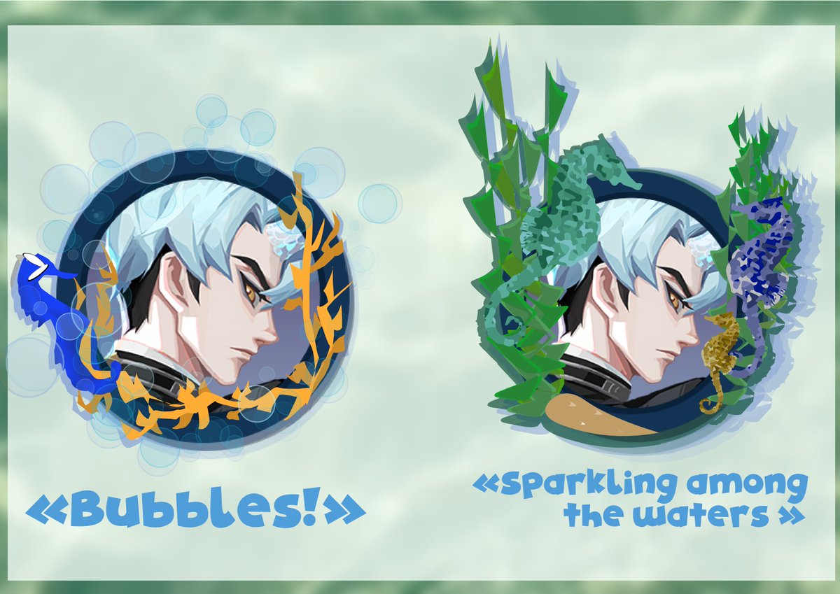 Ychi_ni's tweet photo. #Dislyte #DislyteFrameContest 
I want summer and the sea already. Silly me,I forgot to save the bubbles separately :((((

Silly seahorses :3 https://t.co/vfafKTDUK7