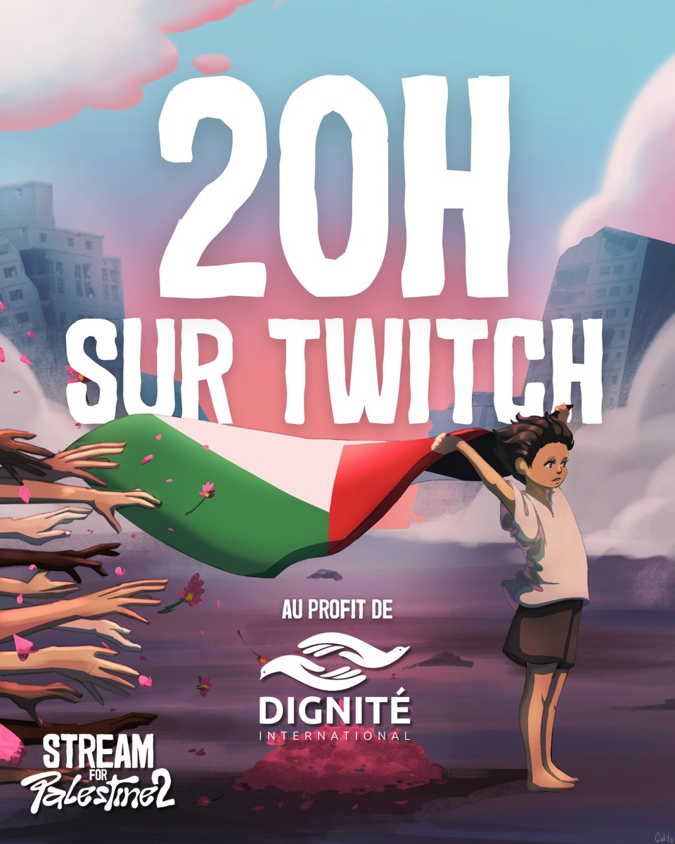 🇵🇸 Le #StreamForPalestine débute dans quelques heures !

⏰ RDV À 20H SUR TWITCH 

🔗 Retrouvez les chaines de nos participant.e.s ici : bit.ly/4k1etbU

On compte sur vous pour être au rendez-vous et montrer votre soutien ! 

À ce soir ❤️