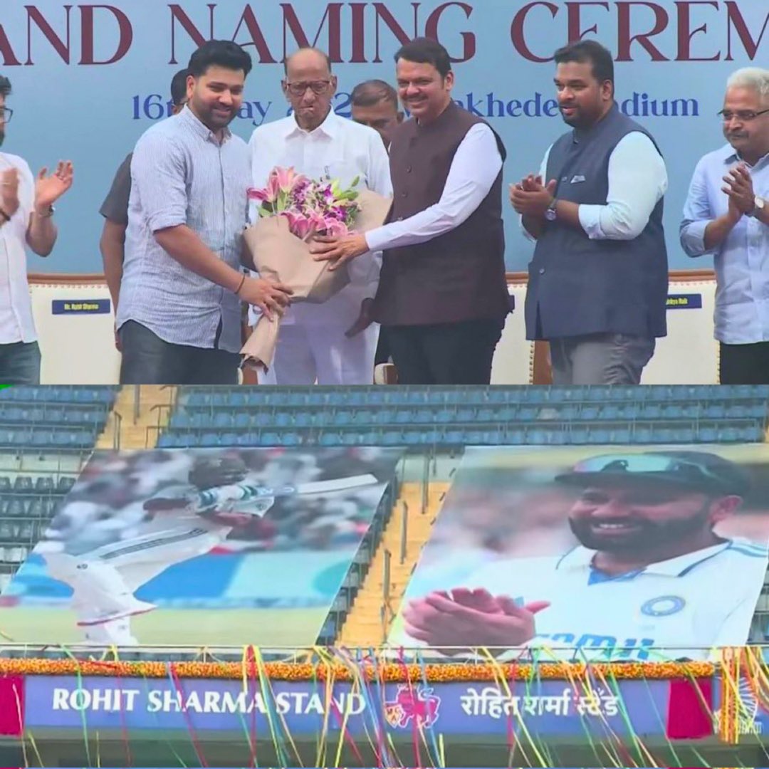 Heartiest congratulations to <a href="/ImRo45/">Rohit Sharma</a> on the unveiling of the #RohitSharma Stand at the Wankhede stadium today. A truly well-deserved honour for a champion who has led with distinction and brought so much pride to Mumbai and Indian cricket.