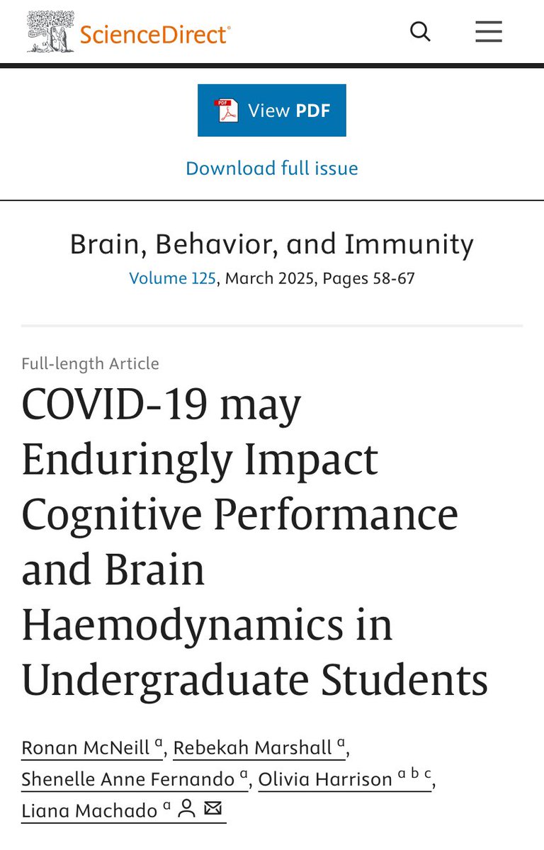 LongCovidKids's tweet image. In this study of 94 students 
37 % of the undergraduates exhibited impaired cognition up to 17 months post-infection.

sciencedirect.com/science/articl…

@covidinquiryuk 

#CognitivePerformance #Brain #Students