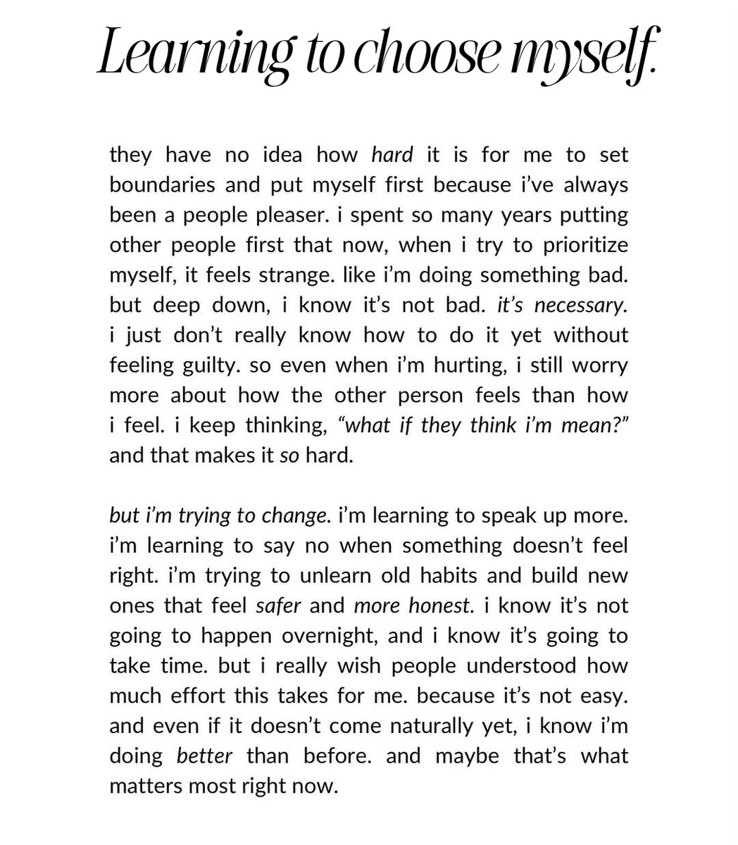 Learning to choose myself.