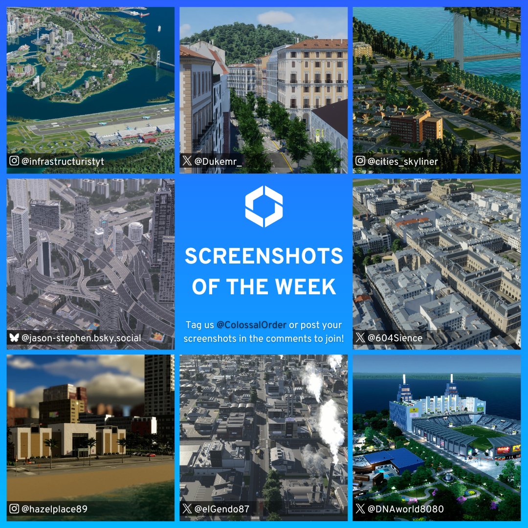 Let's send some love to today's creators and everyone who shares their wonderful cities with us 💙

Tag us <a href="/ColossalOrder/">Colossal Order</a> or share your screenshots in the comments to join. 💙

Featured: <a href="/604Sience/">Maurice Skyliners</a> <a href="/DNAworld8080/">DNA-world</a> <a href="/Dukemr_/">Dukemr</a> <a href="/elGendo87/">Federico I</a> #CitiesSkylines2