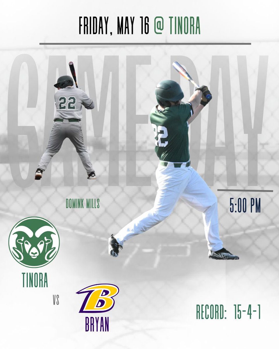 Tinora Baseball (@tinorabaseball) on Twitter photo 🚨It’s GAME DAY🚨
🆚Bryan Golden Bears
📍Tinora High School
🏟️Grube Field
⏰5:00 pm 🚨It’s GAME DAY🚨
🆚Bryan Golden Bears
📍Tinora High School
🏟️Grube Field
⏰5:00 pm