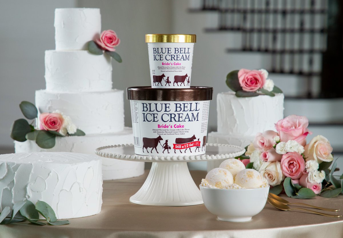 Let’s create a new tradition! Something old, something new, something borrowed and something Blue Bell. ❤️ A bowl of our Bride’s Cake Ice Cream is a great way to start! The flavor is a luscious almond ice cream with white cake pieces surrounded by a rich amaretto cream cheese
