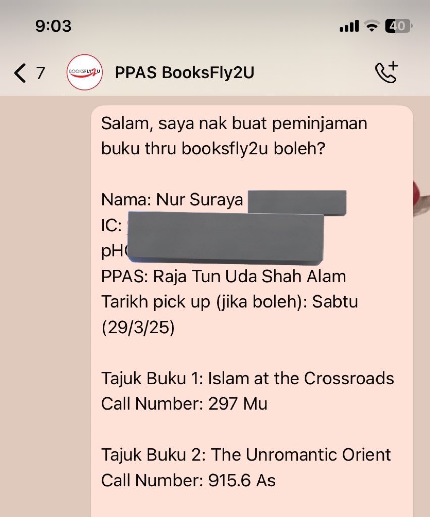 ive used this service multiple times and i loooooove it

the last time i collected my books, the librarian also encouraged me to use this service frequently sebab tak ramai orang guna

provide them your details and the book details (use the opac website earlier) like this