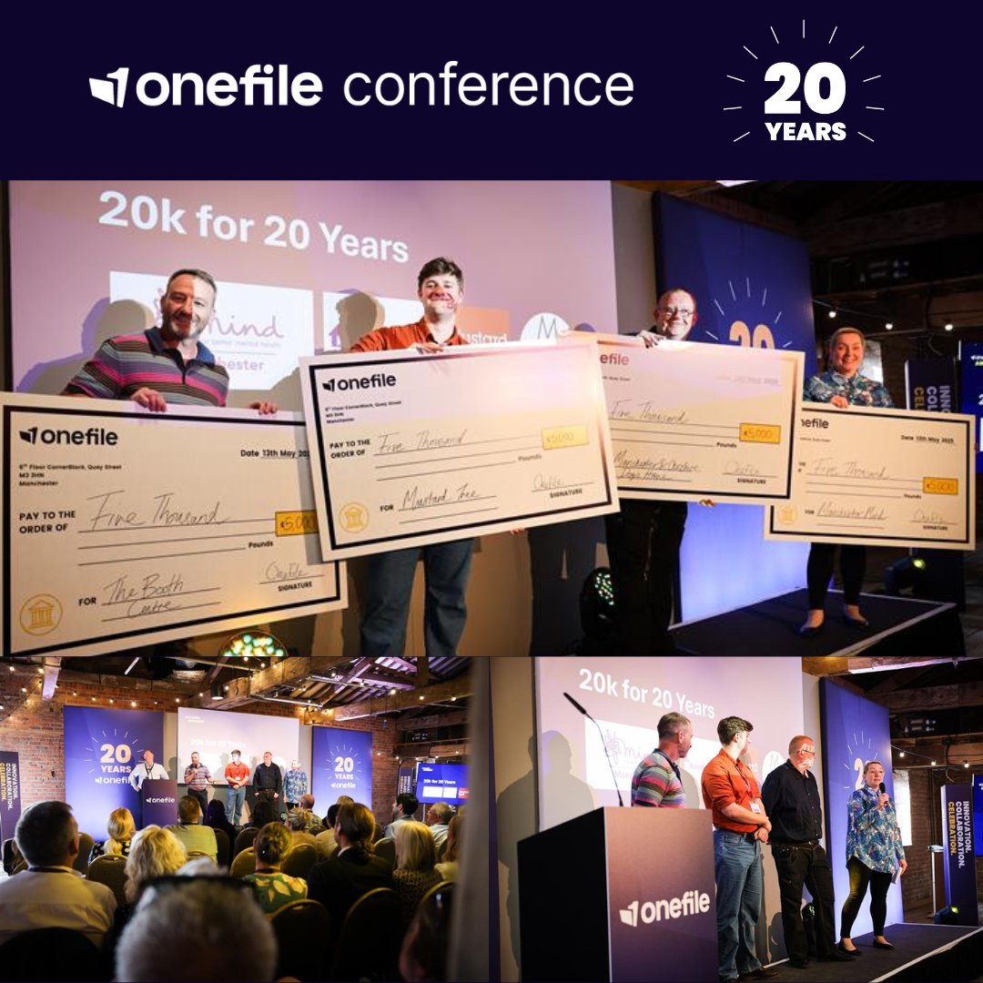 OneFile (@onefileuk) on Twitter photo Huge thanks to the amazing charities who joined us at the Onefile Conference! As part of our £20k for 20 years, we're proud to donate £5k each to: <a href="/manchdogs/">Manchester & Cheshire Dogs Home</a> | <a href="/BoothCentre/">Booth Centre</a> | <a href="/MustardTreeMCR/">Mustard Tree</a> | <a href="/ManchesterMind/">Manchester Mind</a>
Your work inspires us every day. Thank you for everything you do ❤️ Huge thanks to the amazing charities who joined us at the Onefile Conference! As part of our £20k for 20 years, we're proud to donate £5k each to: <a href="/manchdogs/">Manchester & Cheshire Dogs Home</a> | <a href="/BoothCentre/">Booth Centre</a> | <a href="/MustardTreeMCR/">Mustard Tree</a> | <a href="/ManchesterMind/">Manchester Mind</a>
Your work inspires us every day. Thank you for everything you do ❤️