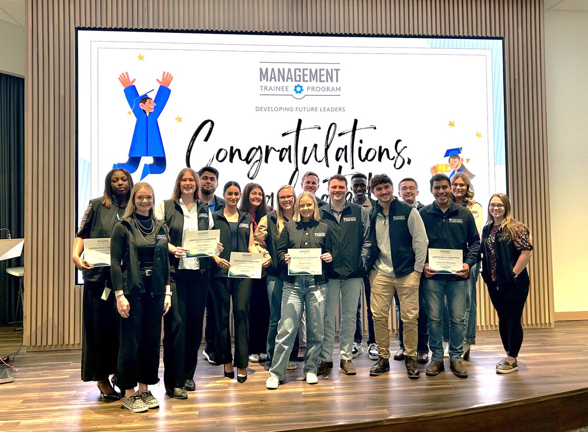 Participants in our Management Trainee Program recently celebrated their graduation from the program. The 17 graduates attended a two-day conference where they grew as leaders and gained valuable skills to help them succeed. Congratulations to all the graduates!
