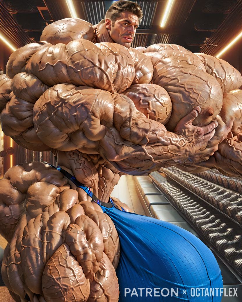 He could barely reach the front of his pecs, especially with his gigantic biceps restricting his arm movement. But they could still do with a little more pumping - they need to be bigger.