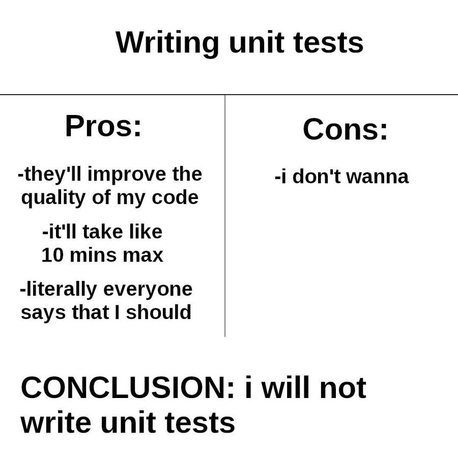 I'm convinced that this is what's going on in people's minds when they utter nonsense like "tests are not worth it".