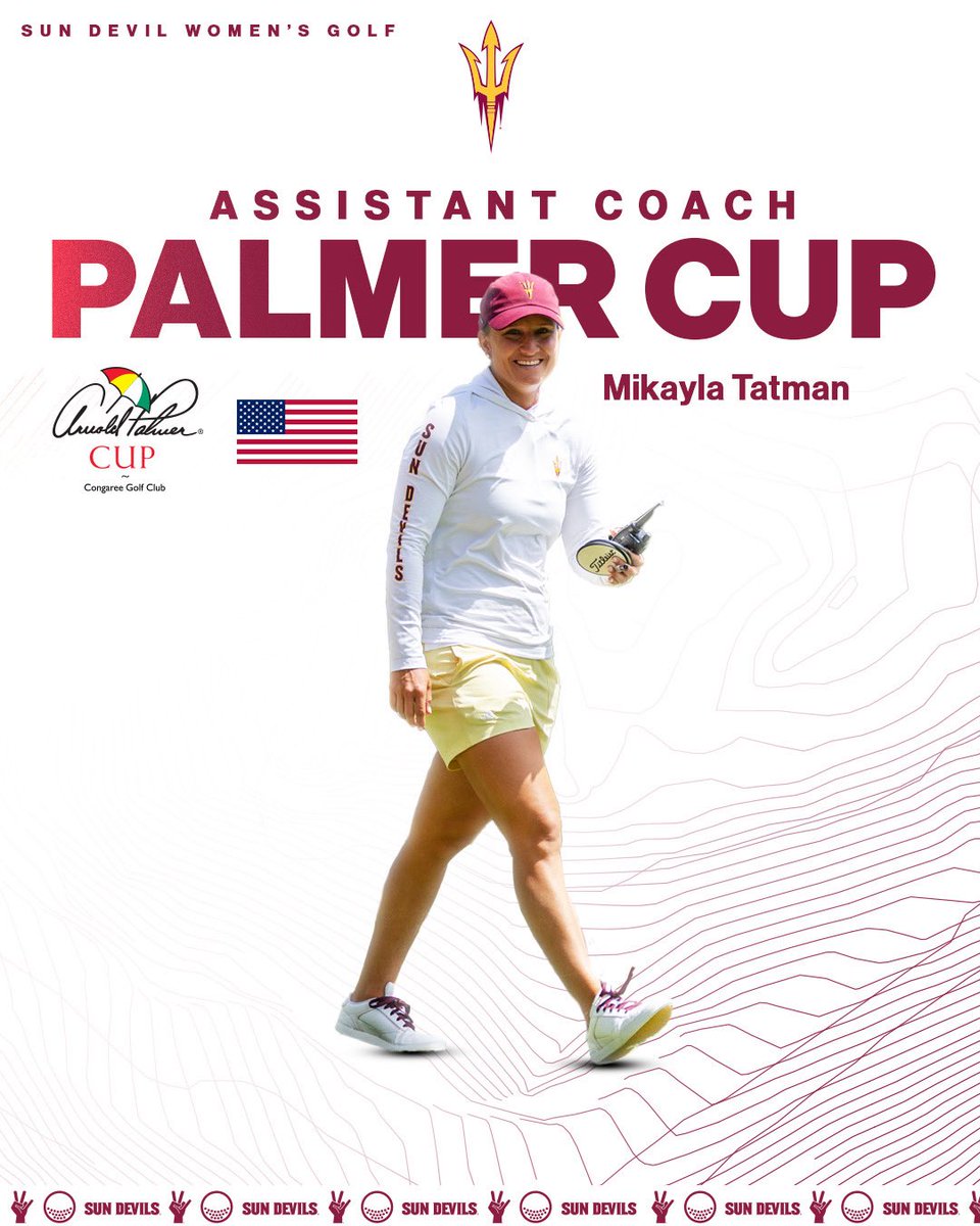 Sun Devil W. Golf (@sundevilwgolf) on Twitter photo America’s Assistant 🇺🇸
Congratulations to Mikayla Tatman on being named an Assistant Coach for Team USA at the 2025 Palmer Cup 😈
<a href="/TheSunDevils/">Arizona State Sun Devils</a> /// <a href="/ArnoldPalmerCup/">Arnold Palmer Cup</a> America’s Assistant 🇺🇸
Congratulations to Mikayla Tatman on being named an Assistant Coach for Team USA at the 2025 Palmer Cup 😈
<a href="/TheSunDevils/">Arizona State Sun Devils</a> /// <a href="/ArnoldPalmerCup/">Arnold Palmer Cup</a>