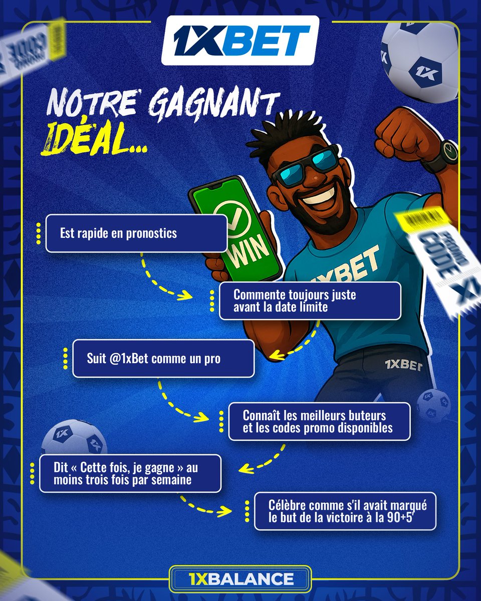 1xbet_tg's tweet photo. Notre gagnant idéal ? Décryptons-le 🏆

En gros, c'est toi, si tu continues à jouer intelligemment 😉

Es-tu le prochain gagnant parfait ?

#1xBet #Concours1xBet #GagnantParfait #ParierIntelligemment https://t.co/XOLvNfSqWZ