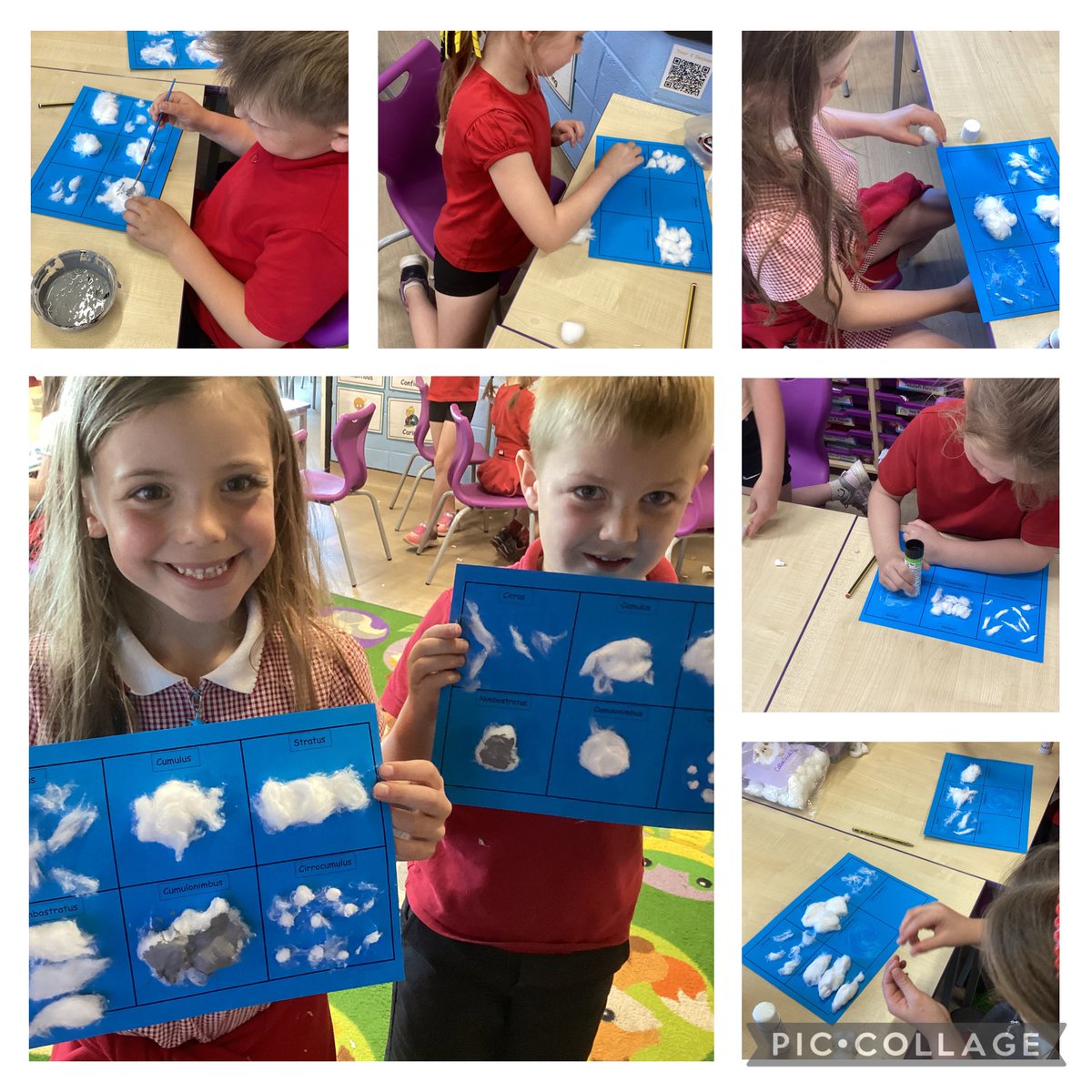 PPSMrsBeard2JB's tweet photo. This week we have been learning about how clouds are made. We also learnt about the different types of clouds, what they are called, and what type of weather they bring. https://t.co/HZflMbzCOU