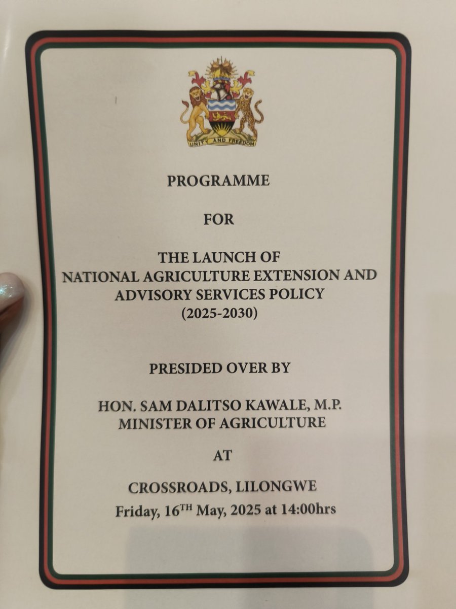 ElizabethAsiimw's tweet image. 📌Happening now:  Malawi is launching the National agriculture #extension and advisory services policy (2025-2020). This follows a version that was developed 24 years ago- &apos;obsolete&apos; and doesn&apos;t capture trends such as digital AEAS &amp;amp; climate change.
Congratulations 🎉
#AAEW2025